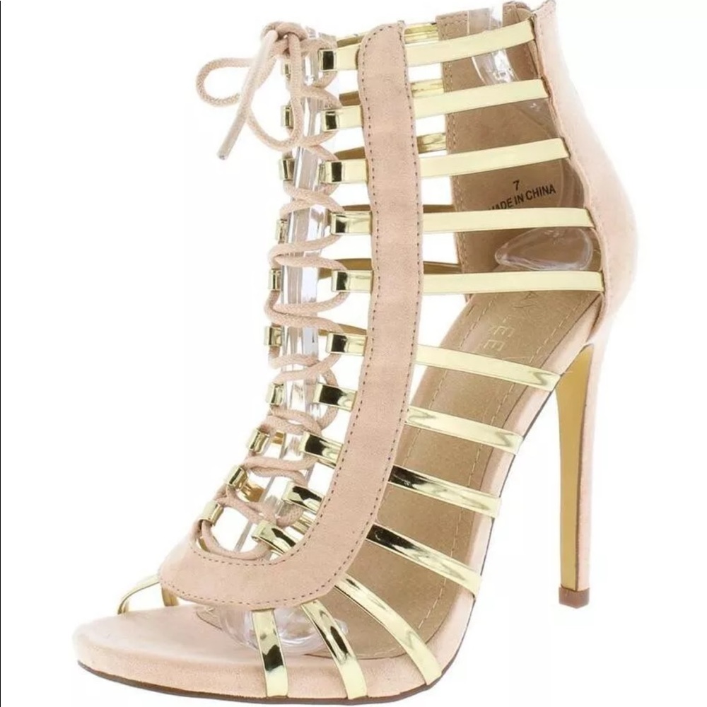 Jenny Lopez Nude Lace Up Heels